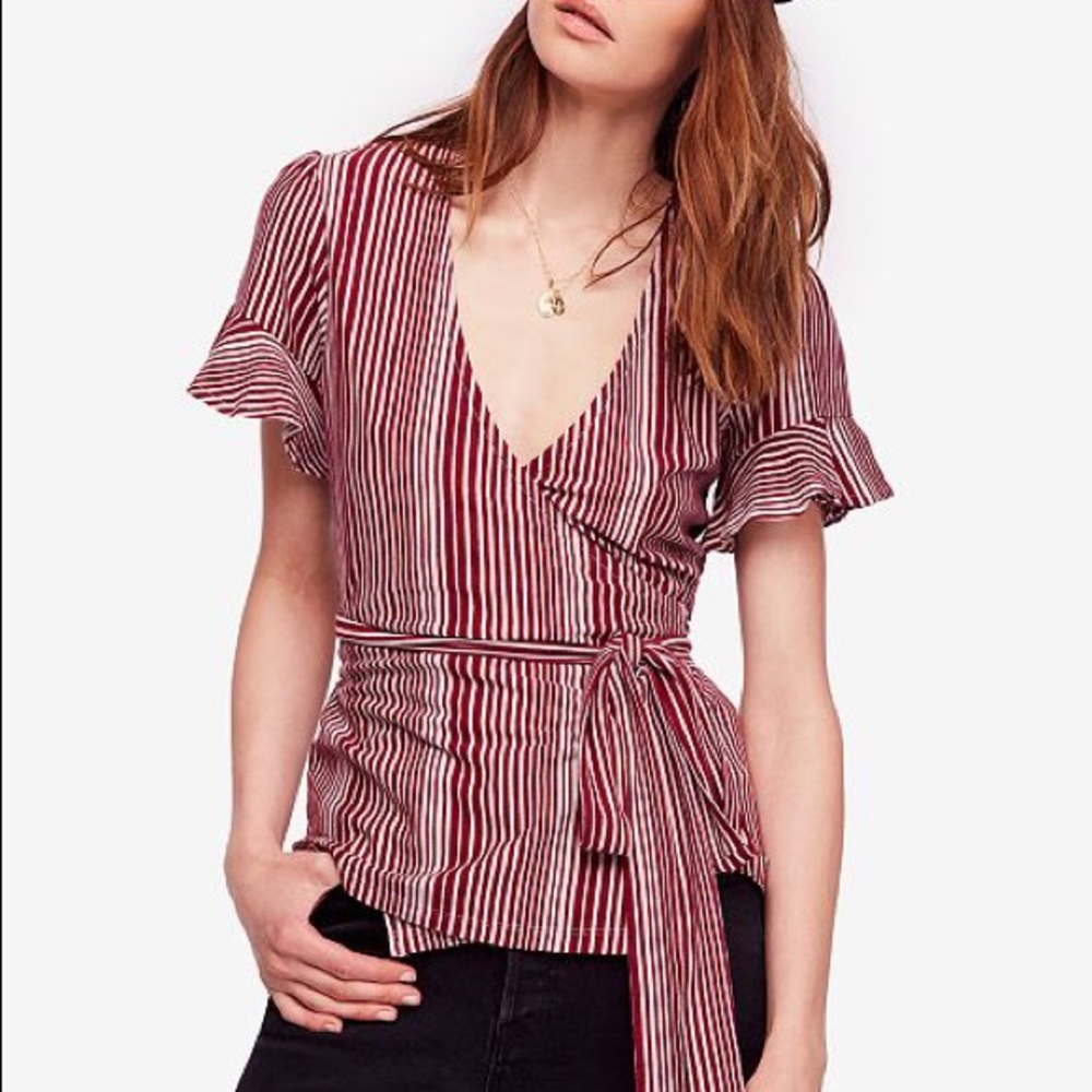 Free People Wrapped Striped Top Size Small